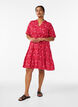 Robe courte &eacute;vas&eacute;e en mousseline de coton, Rouge, Model image number 1