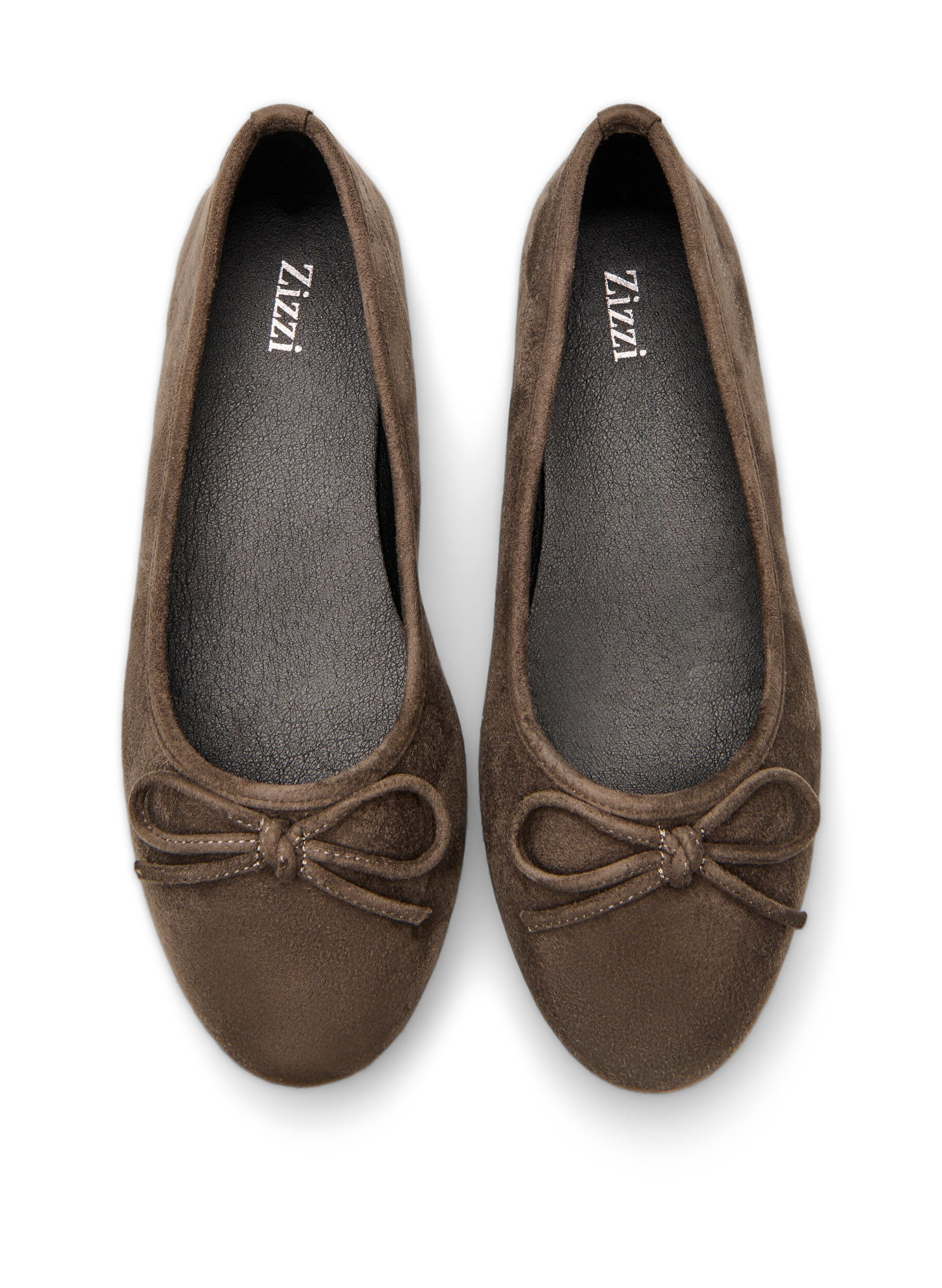 Zizzi Ballerine en su&eacute;dine avec n&oelig;ud, Marron, Packshot image number 2
