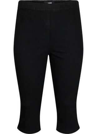 FLASH - Pantalon capri en denim à taille haute et coupe ajustée, Black, Packshot image number 0