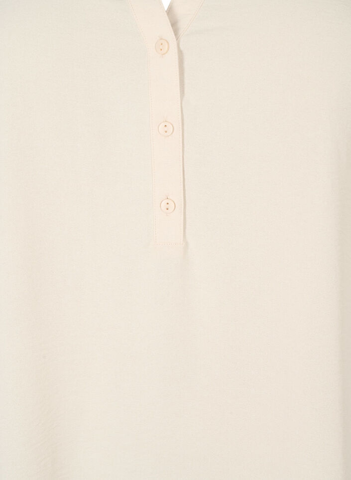 Tunique de couleur unie avec encolure en V et boutons, Warm Off-white, Packshot image number 2