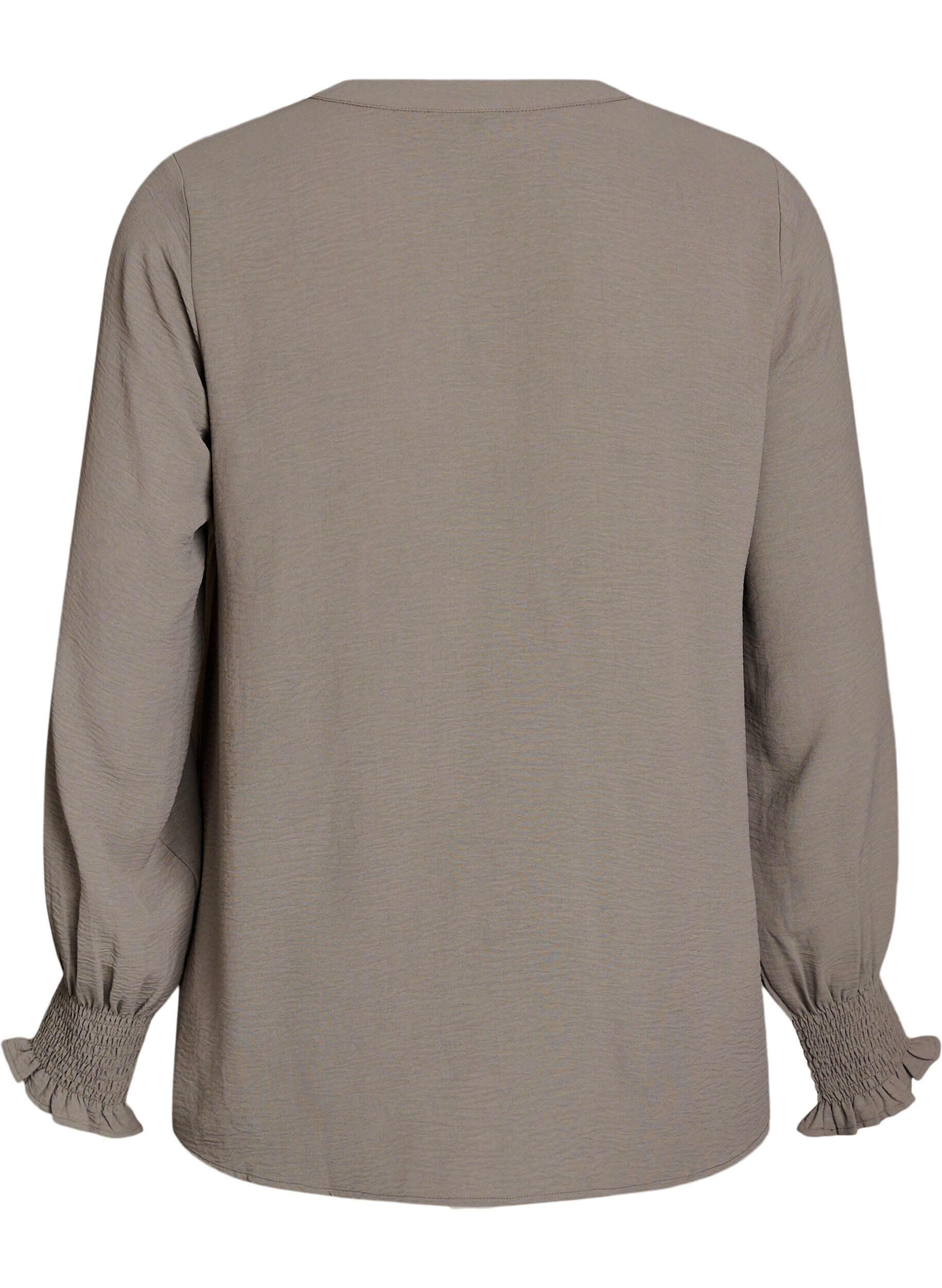 ZizziBlouse avec poignets smock&eacute;s et col en V, Beige, Packshot image number 1