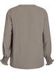 Blouse avec poignets smock&eacute;s et col en V, Beige, Packshot image number 1