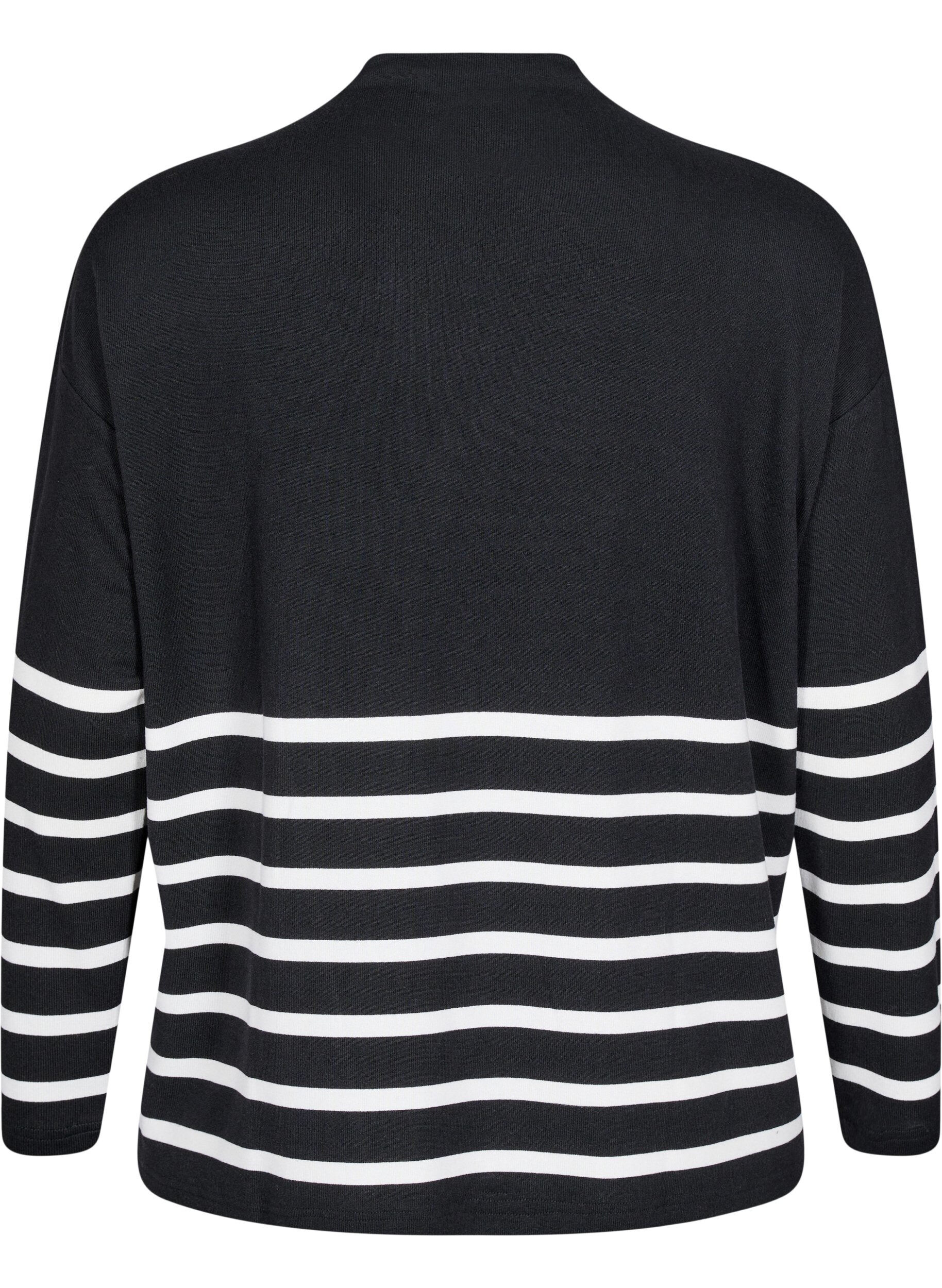 Zizzi Chemisier avec un col haut et des manches longues, Noir, Packshot image number 1