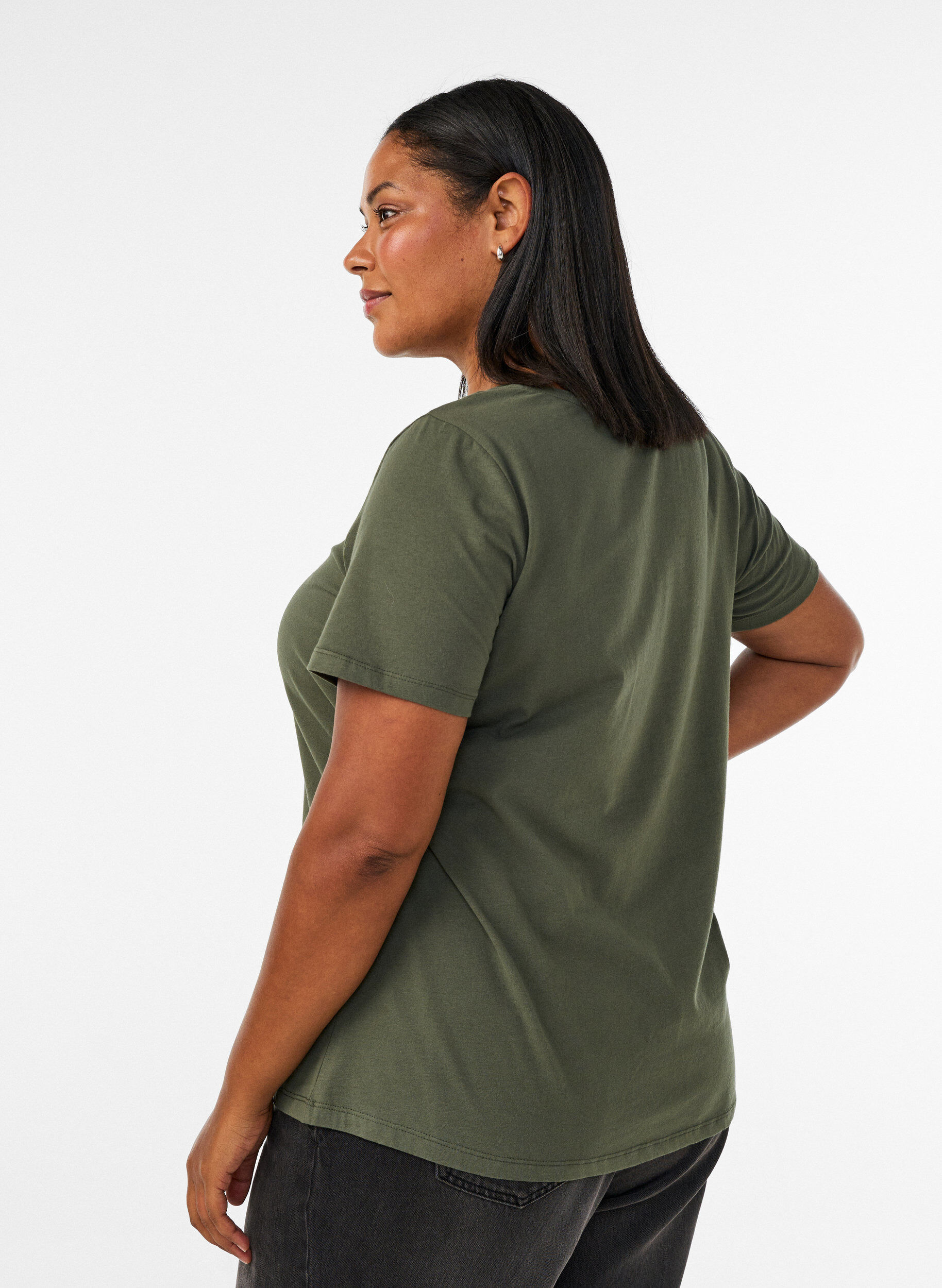 ZizziT-shirt Basic uni en coton, Vert, Model image number 2