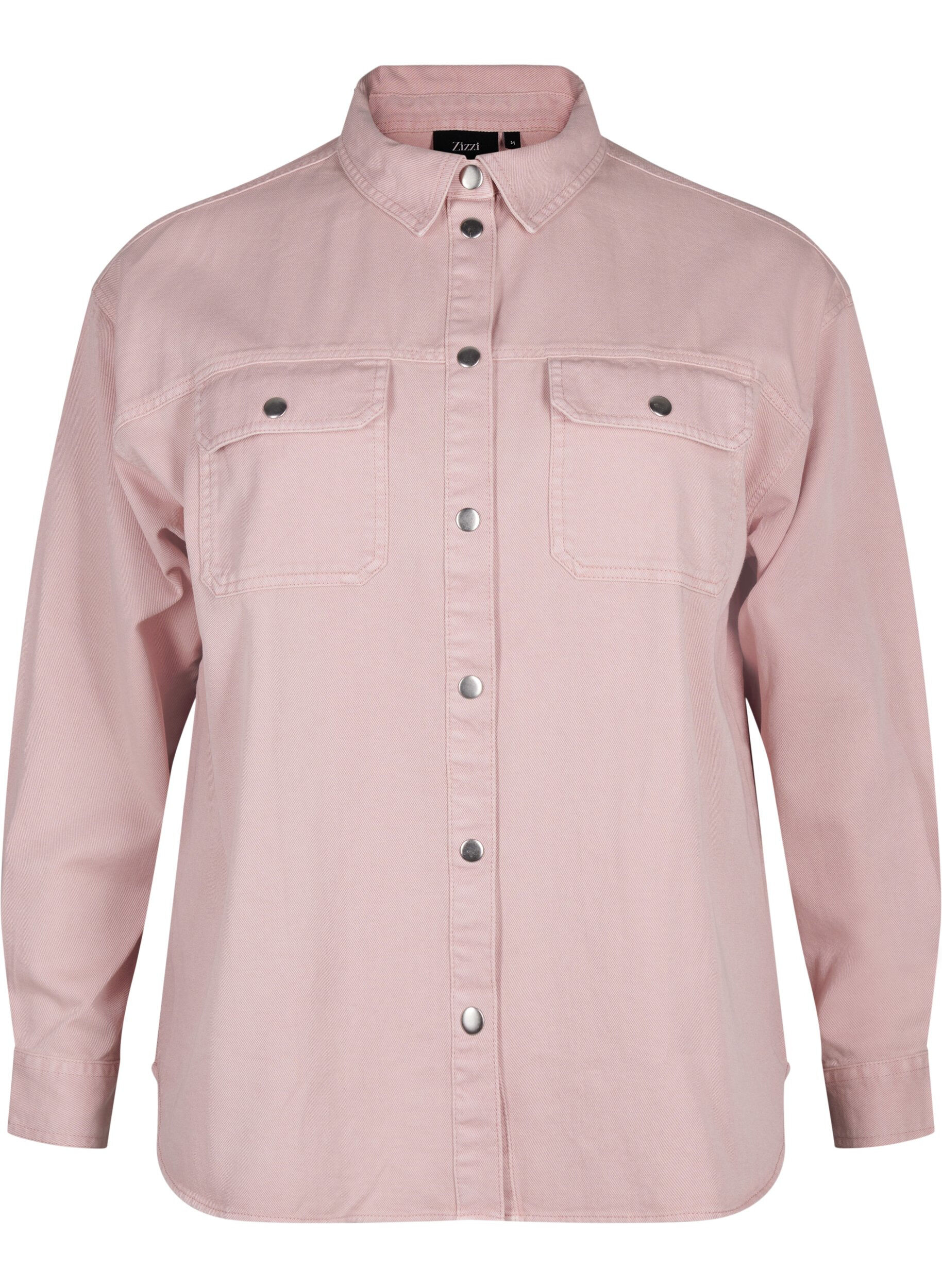 Zizzi Chemise en jean de couleur unie dot&eacute;e de poches sur la poitrine, Pale Mauve, Packshot image number 0