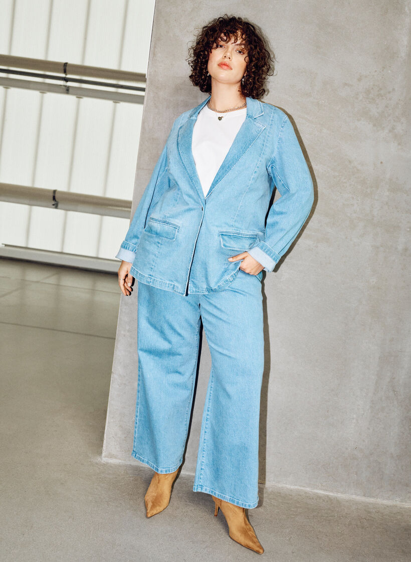 Jean ample taille haute, Bleu Clair, Image