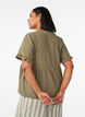 Blouse en lin et viscose avec un col en V et une fermeture boutonn&eacute;e, Vert, Model image number 2