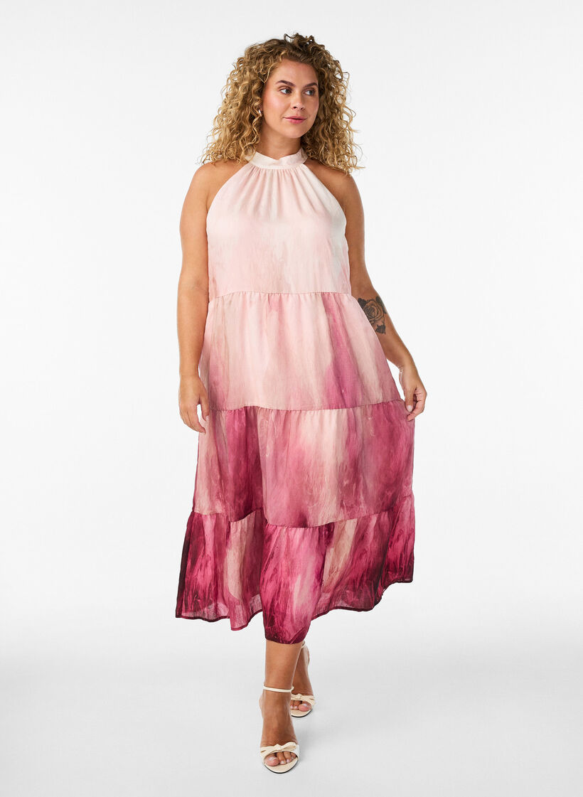 Robe midi dos nu, Rose, Model image number 0