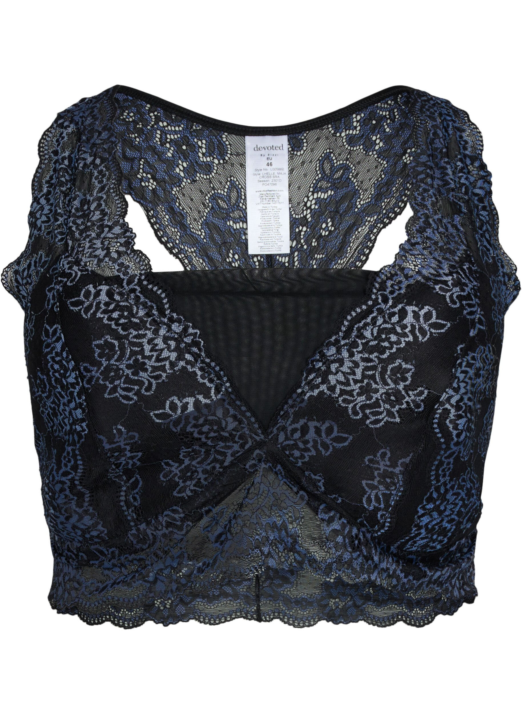 Zizzi Soutien-gorge avec dentelle et maille, Noir, Packshot image number 0