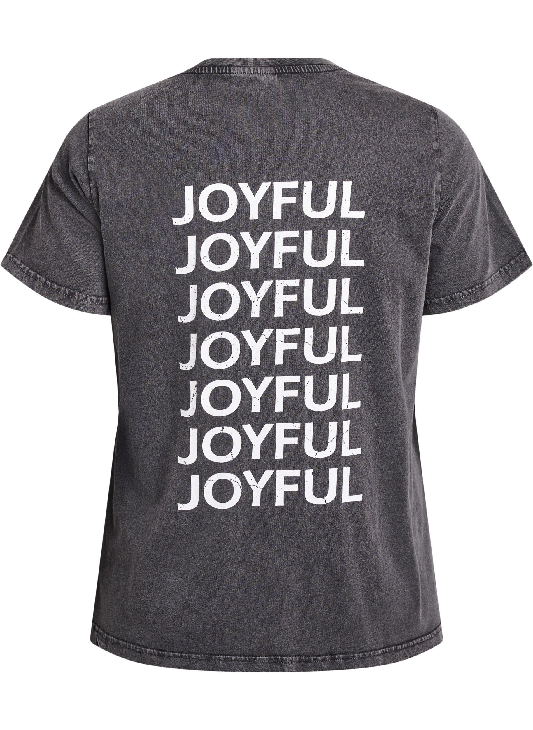 Zizzi T-shirt en coton bio avec imprim&eacute; au dos, Gris anthracite, Packshot image number 1