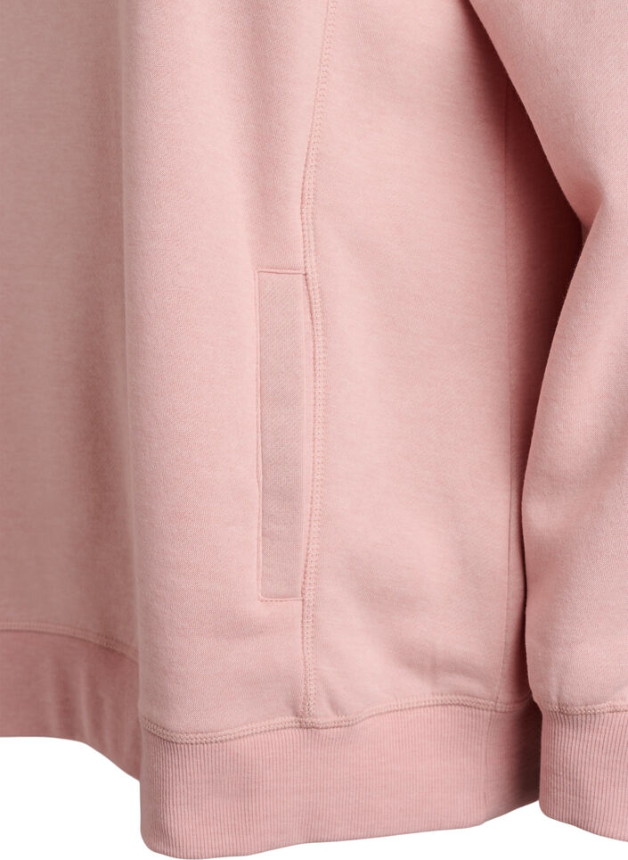 Sweatshirt avec col montant et poches, Rose poudr&eacute;e, Packshot image number 3