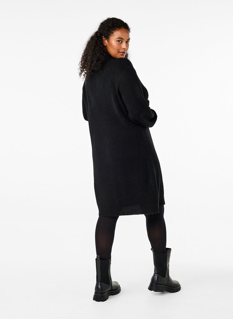 FLASH - Robe en tricot avec col montant, Black, Model image number 1