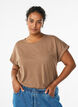 T-shirt &agrave; manches courtes en coton m&eacute;lang&eacute;, Marron, Model image number 0