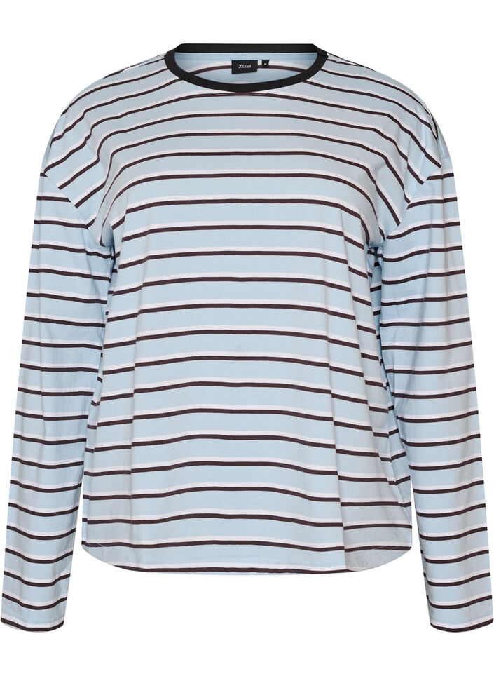 T-shirt basic &agrave; manches longues, Bleu, Packshot image number 0