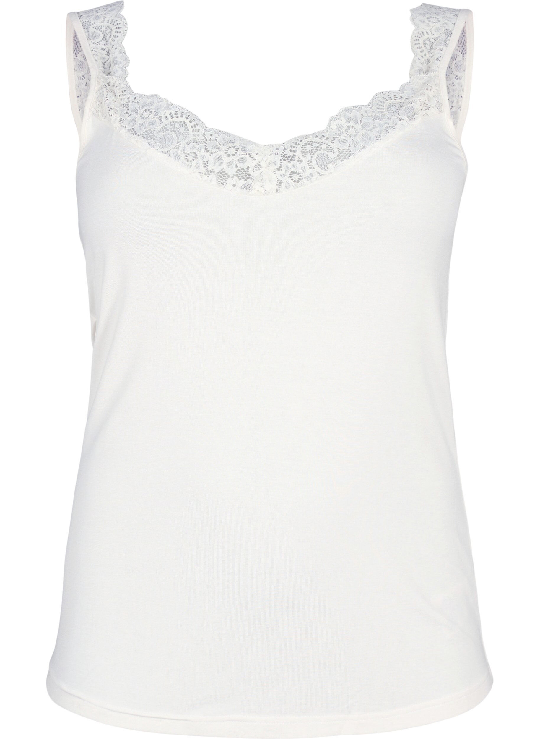 Top en viscose avec bord en dentelle
