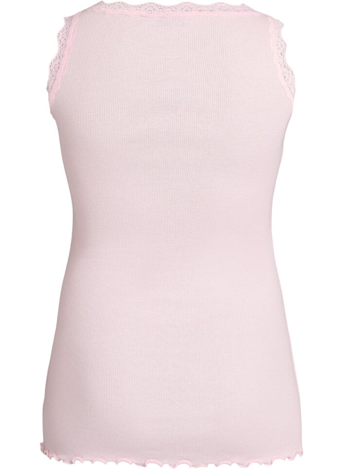 Haut avec bordure en dentelle, Rose, Packshot image number 1