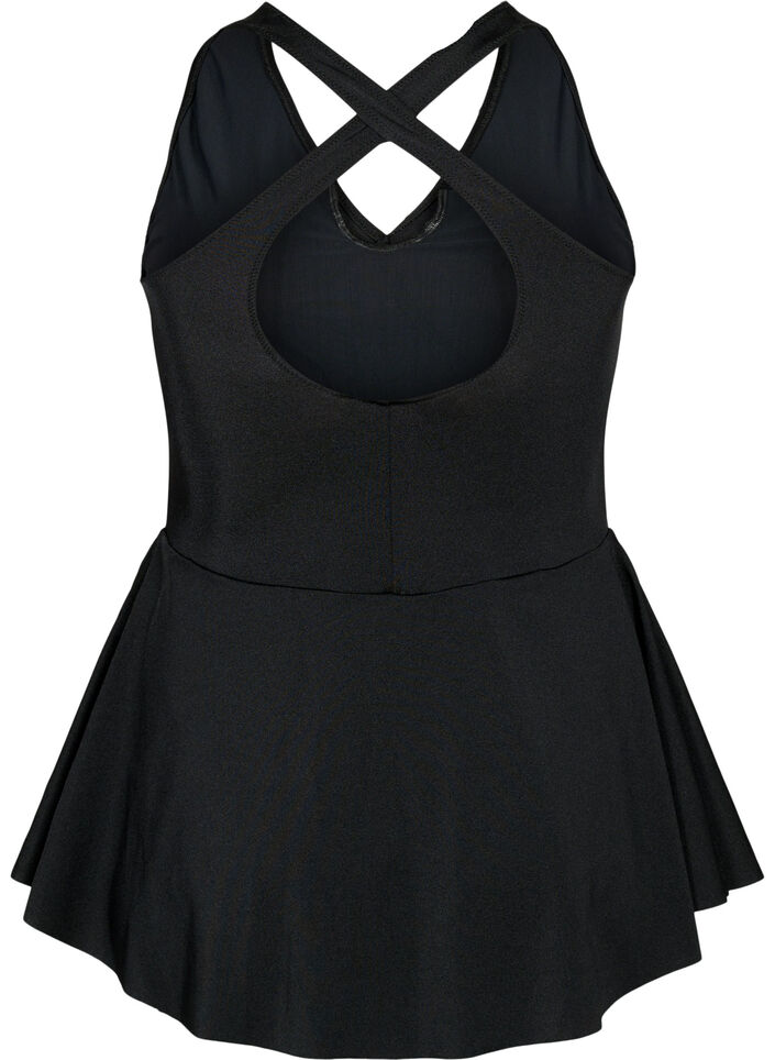 Maillot de bain avec dos croisé et jupe, Black, Packshot image number 1