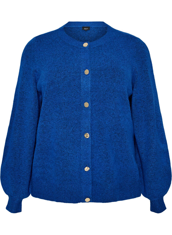 Cardigan en maille douce avec boutons dor&eacute;s, Turquoise, Packshot image number 0