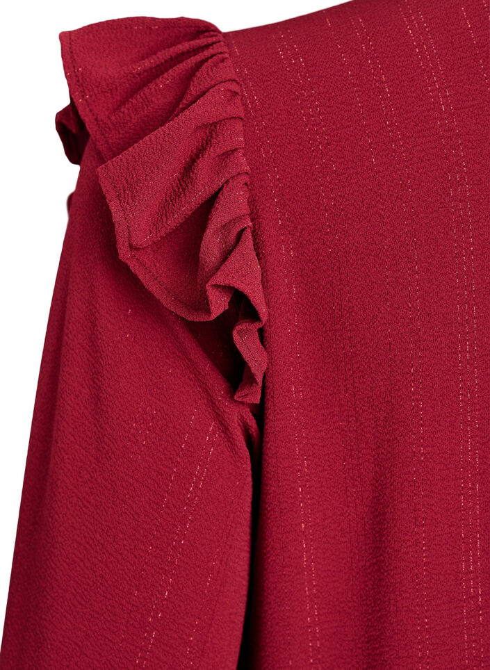Robe courte &agrave; volants et paillettes, Bordeaux fonc&eacute;, Packshot image number 3