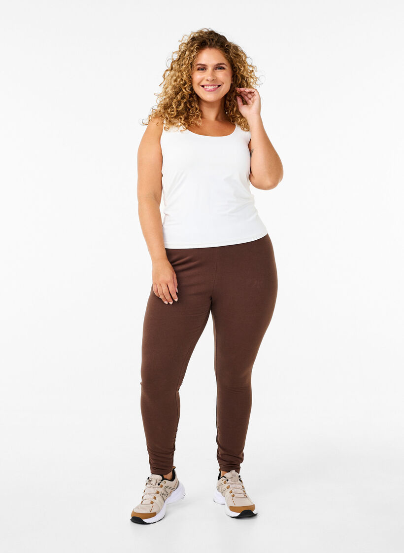 Leggings en coton avec doublure, Marron, Model image number 0