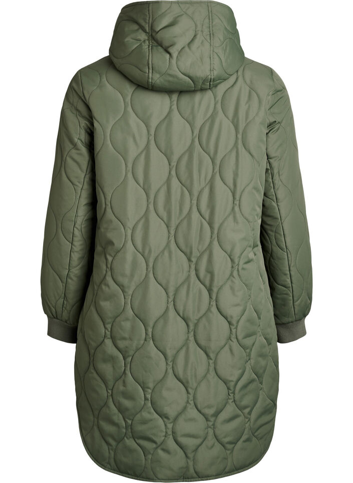 Veste matelass&eacute;e mi-longue avec capuche, Vert, Packshot image number 1