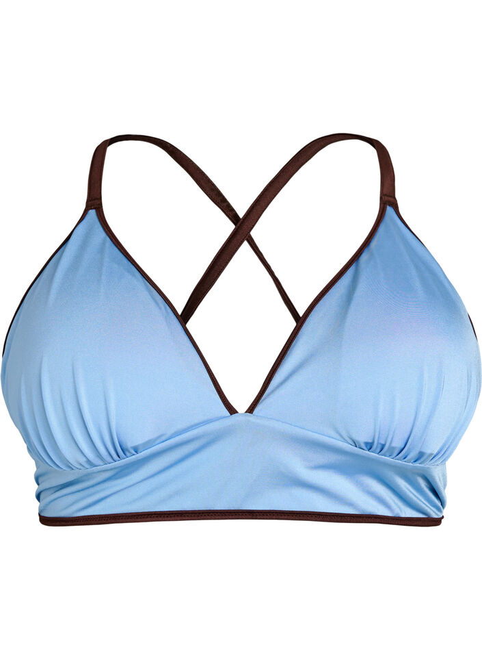 Haut de bikini r&eacute;versible avec d&eacute;collet&eacute; en V et bretelles crois&eacute;es dans le dos, Marron, Packshot image number 3