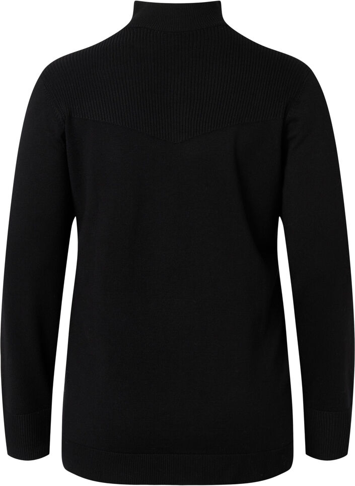Pull en viscose avec col haut et fermeture éclair, Black, Packshot image number 1