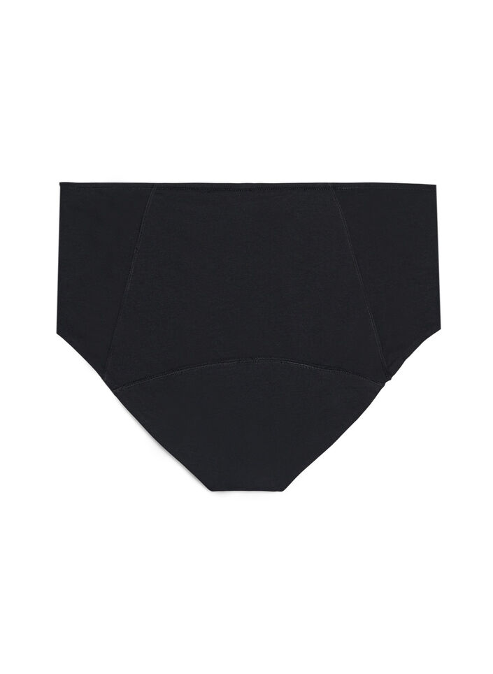 Culotte menstruelle de nuit taille haute en coton, Noir, Packshot image number 1
