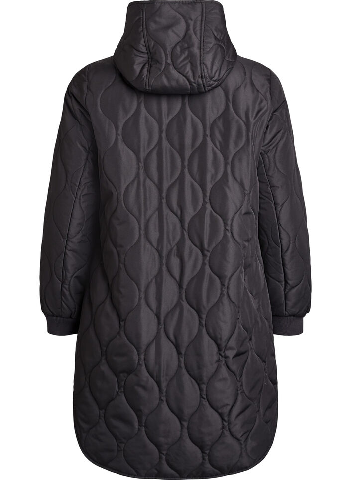Veste matelass&eacute;e mi-longue avec capuche, Noir, Packshot image number 1