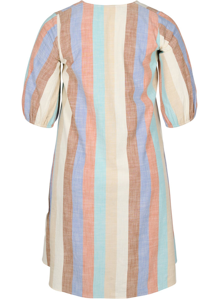 Robe en coton ray&eacute;e avec forme en trap&egrave;ze, Multi Stripe, Packshot image number 1