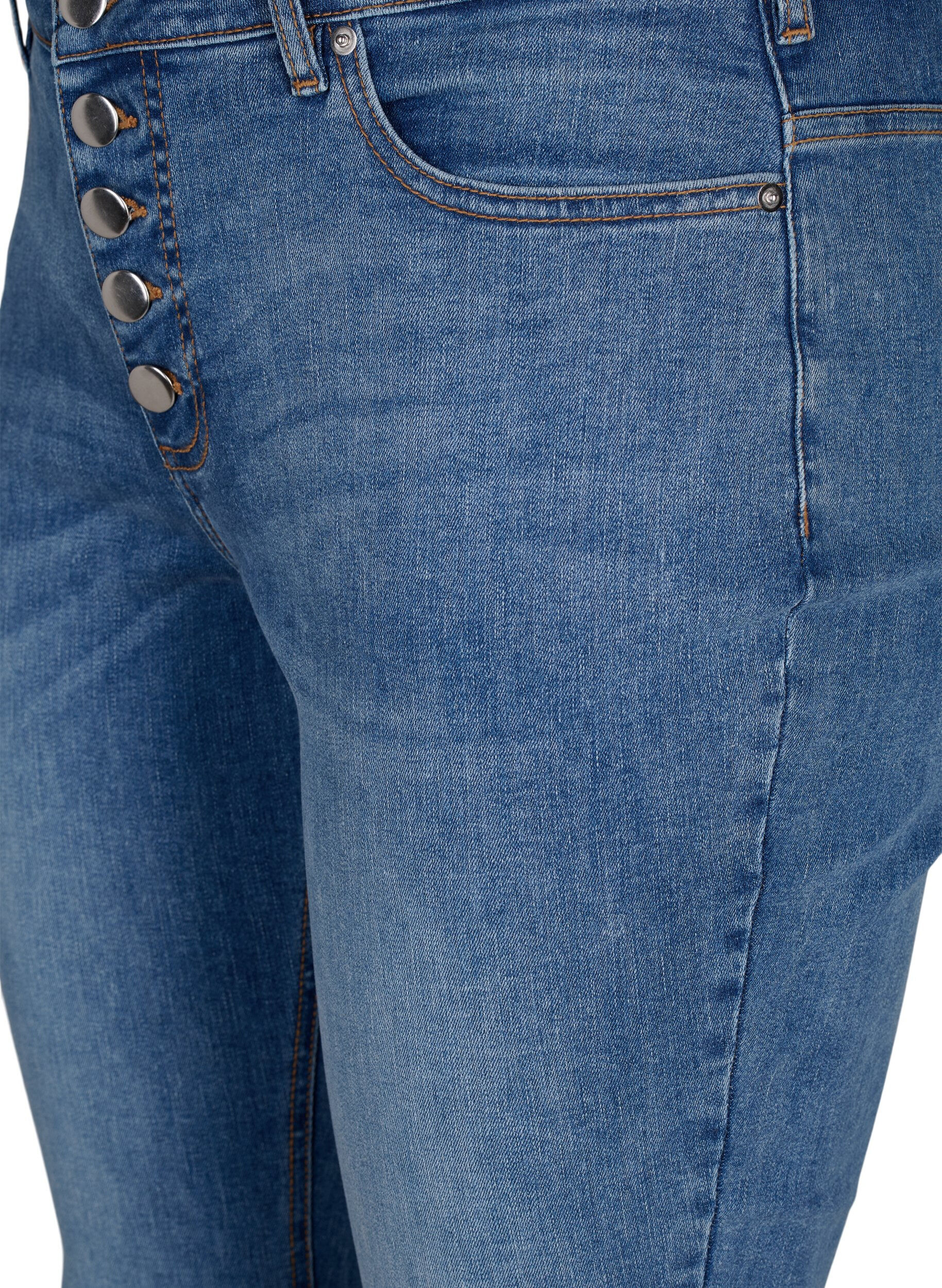Zizzi Jeans Sanna avec une coupe super slim et une fermeture &agrave; boutons, Blue denim, Packshot image number 2
