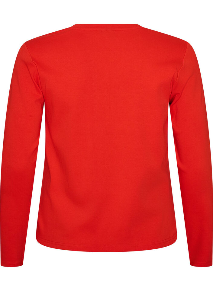 T-shirt basique &agrave; manches longues et col rond, Rouge, Packshot image number 1