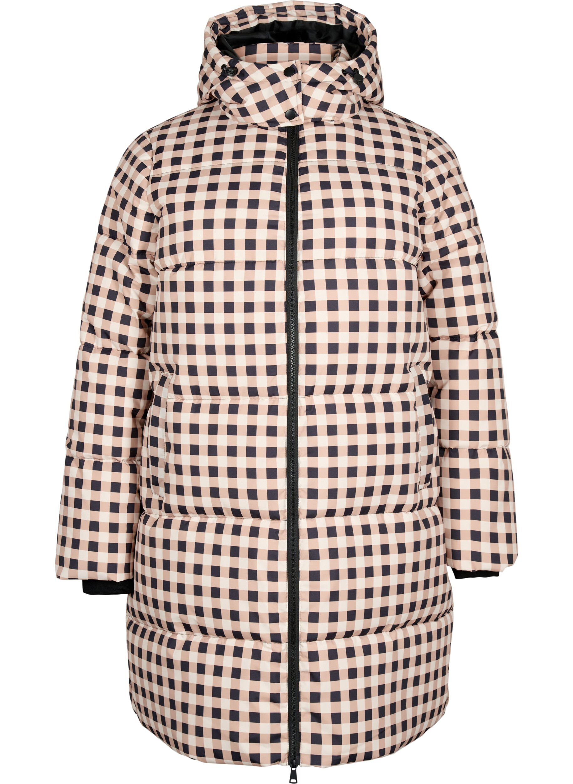 Zizzi Doudoune d'hiver &agrave; carreaux, Black w. Nomad Check, Packshot image number 0