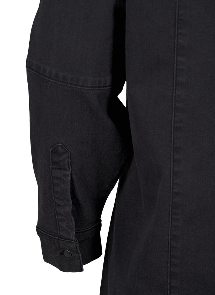 Robe en jean forme trapèze avec fermeture éclair, Grey Washed, Packshot image number 3