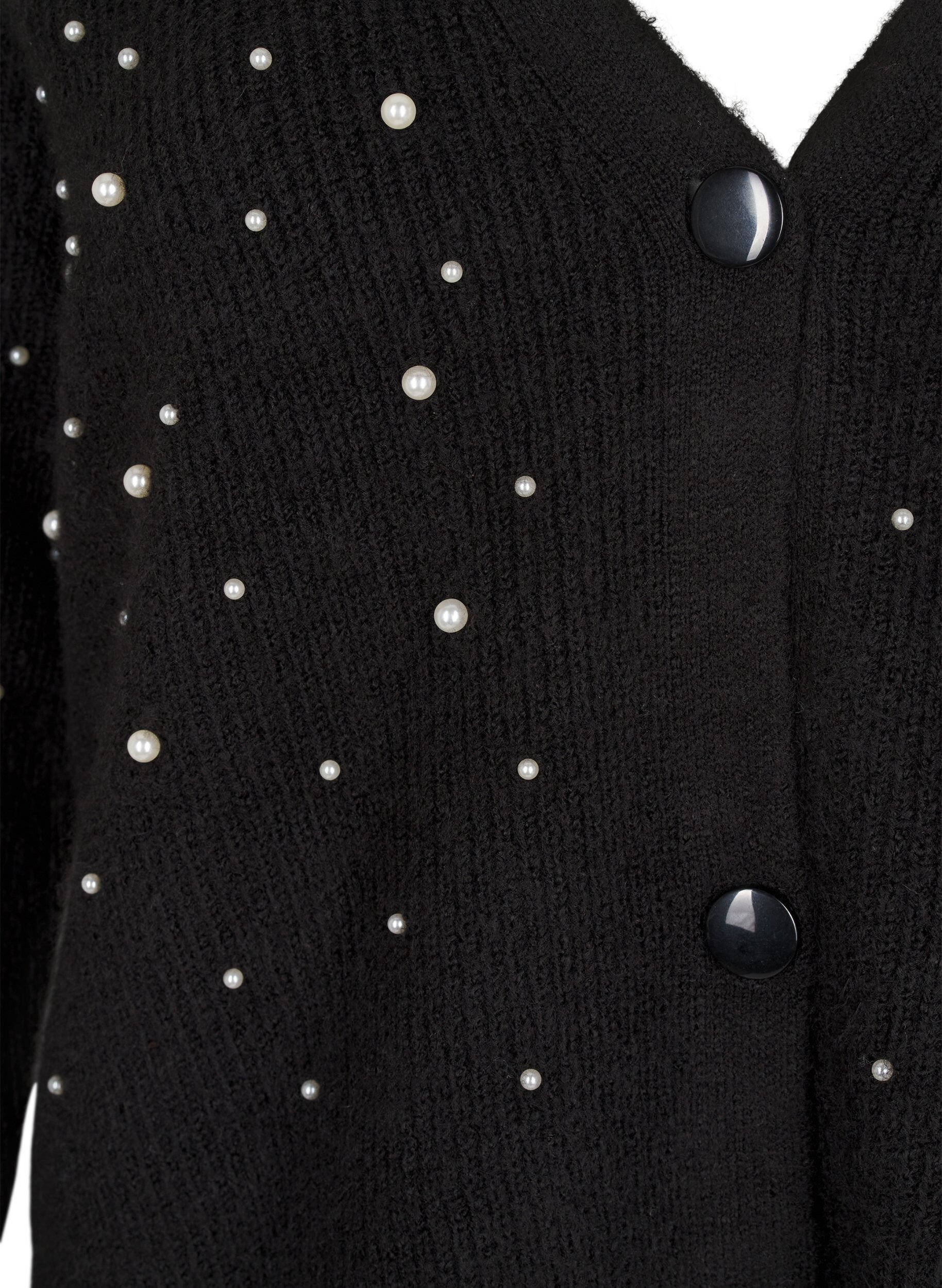 Zizzi Cardigan en tricot avec des perles, Black White Pearls, Packshot image number 2