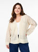 Cardigan en maille avec motif en treillis et lignes ondulées, Birch w. Simply T., Model image number 0