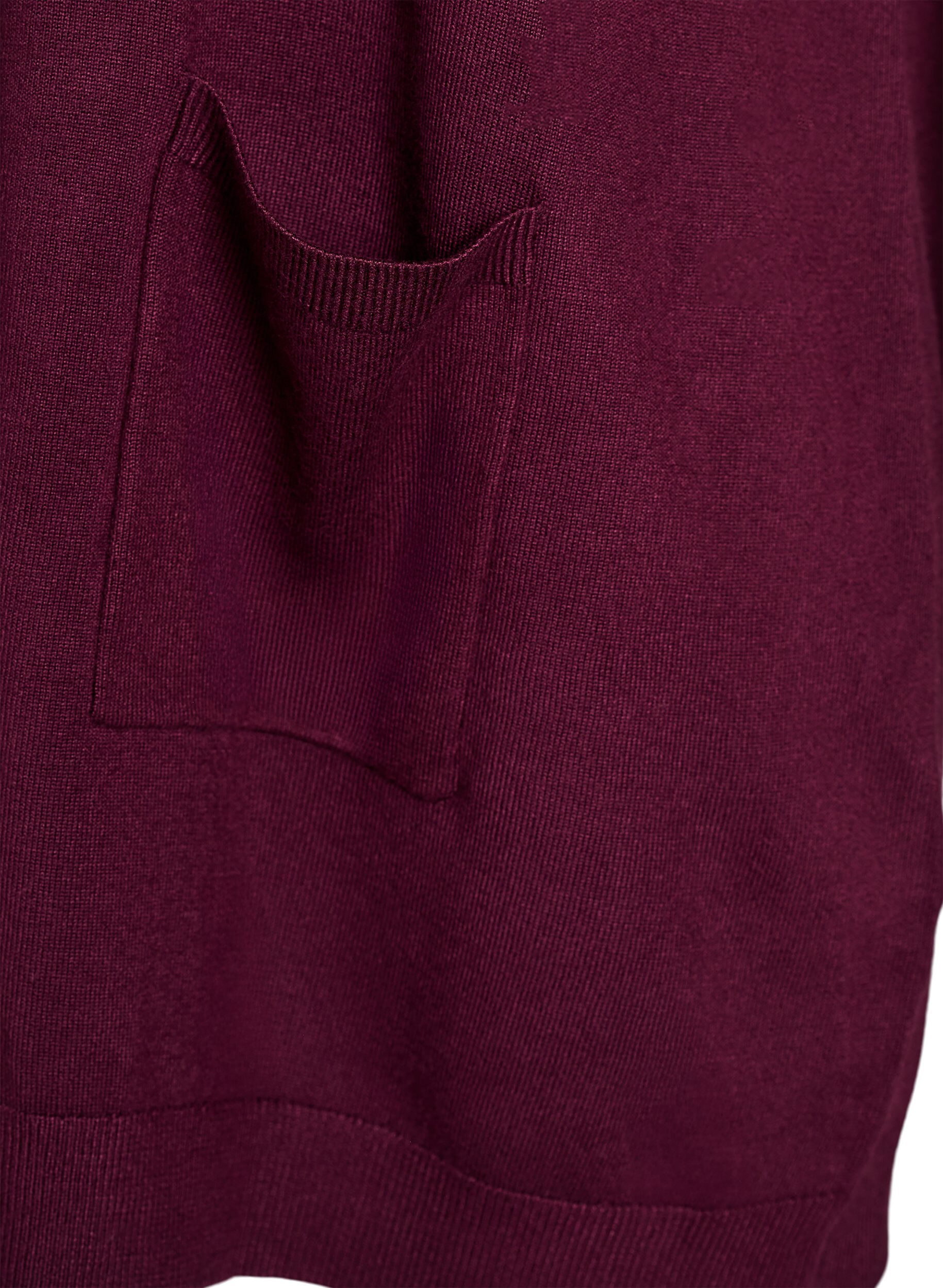 Zizzi Long cardigan tricot&eacute; en m&eacute;lange de viscose, Bordeaux, Packshot image number 2