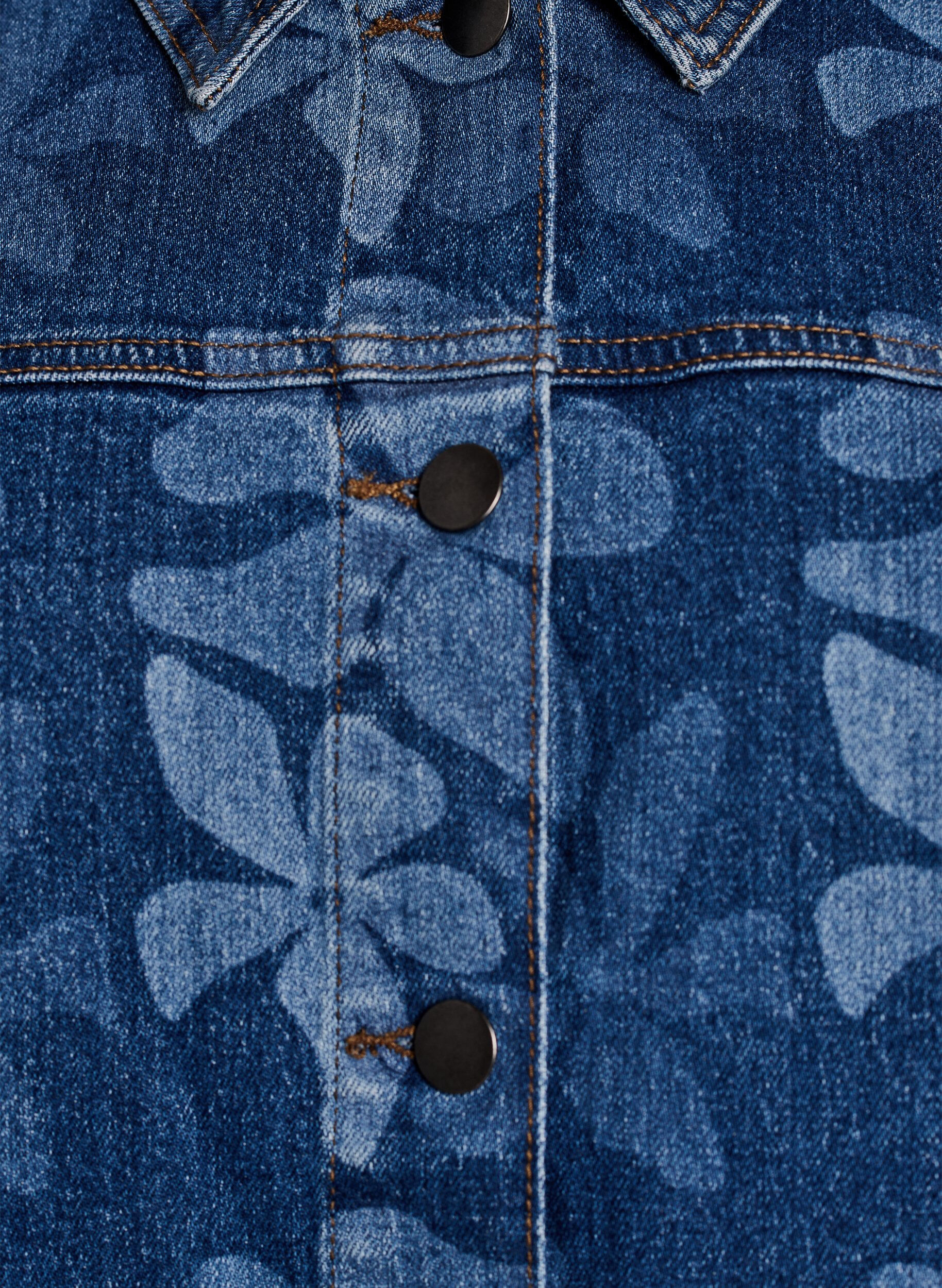 Zizzi Veste en jean avec imprim&eacute; floral, Bleu, Packshot image number 2