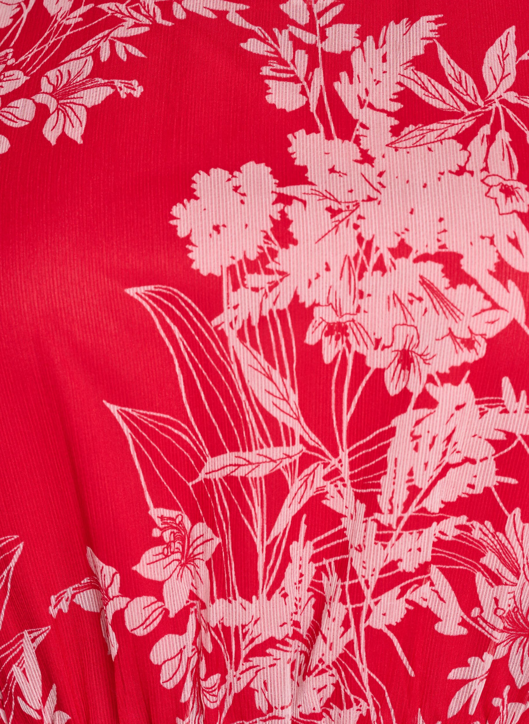 Zizzi Chemisier en mousseline floral avec taille &eacute;lastique, Rouge, Packshot image number 2