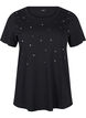 T-shirt en coton avec strass, Black, Packshot image number 0