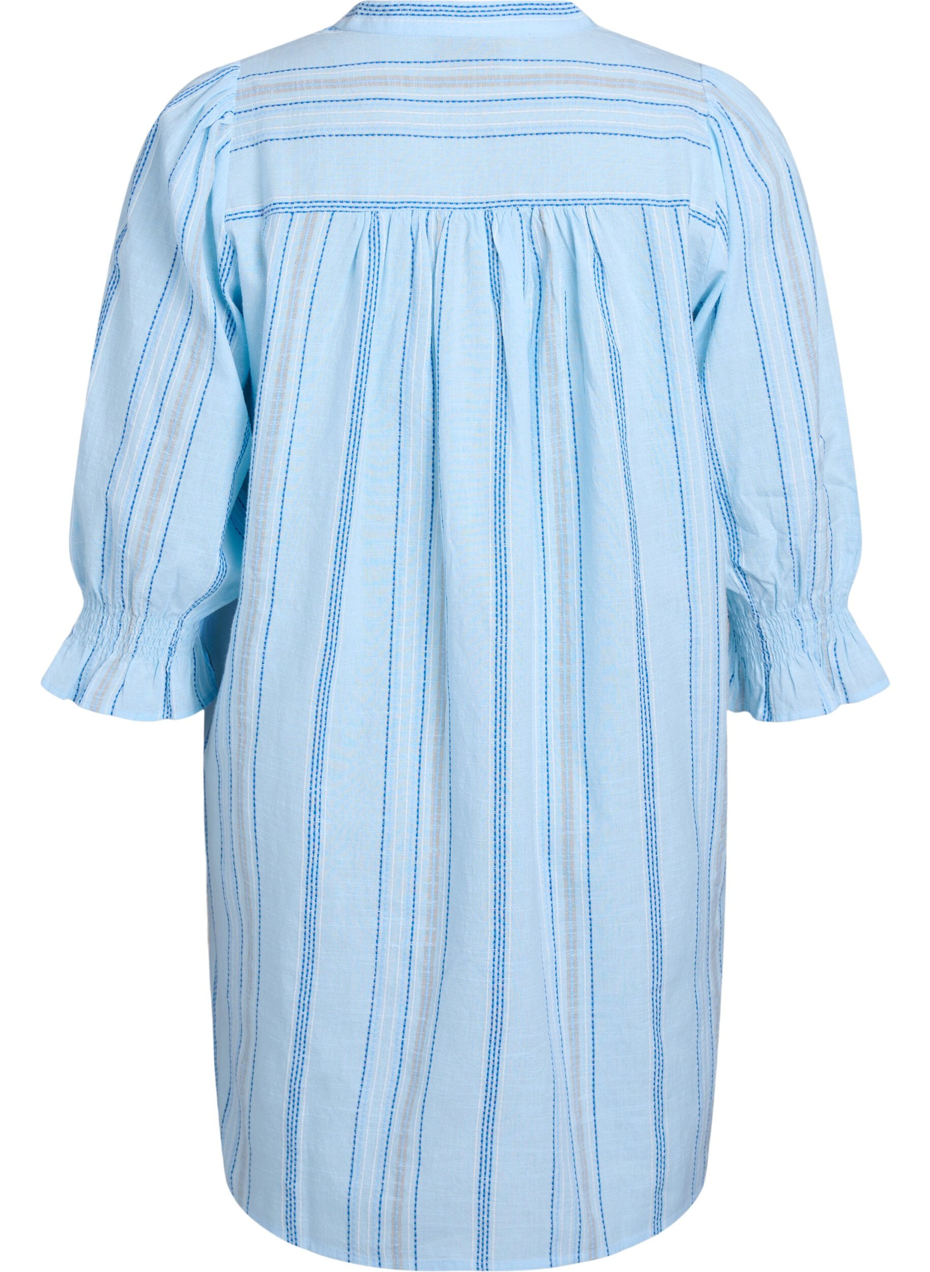 Zizzi Robe courte en coton &agrave; rayures, Bleu Clair, Packshot image number 1