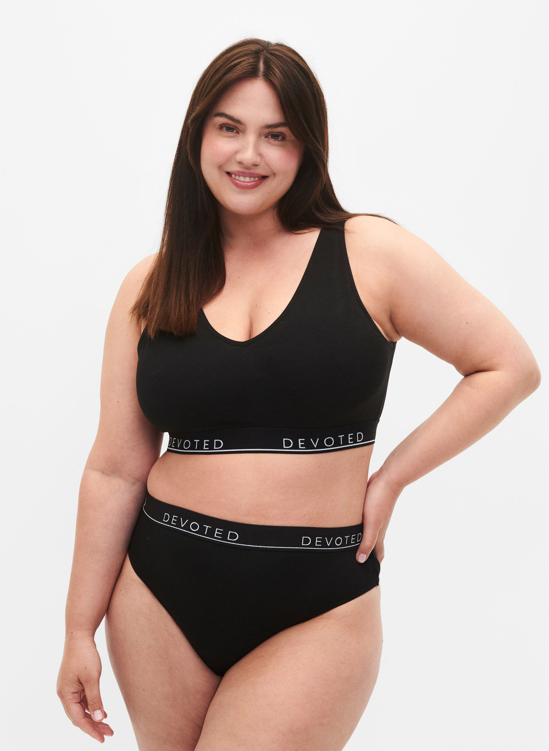 String en coton avec taille normale, Noir, Model