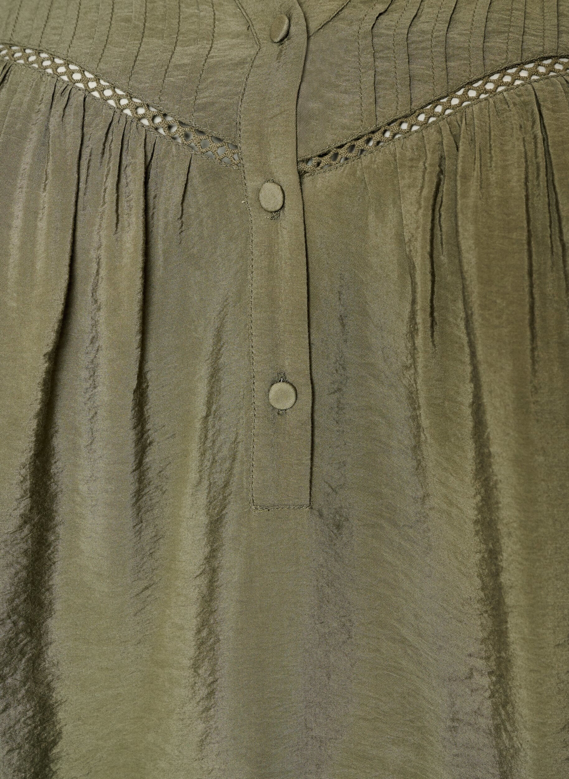 ZizziBlouse en viscose avec nervures et effet ballon, Vert Kaki, Packshot image number 2
