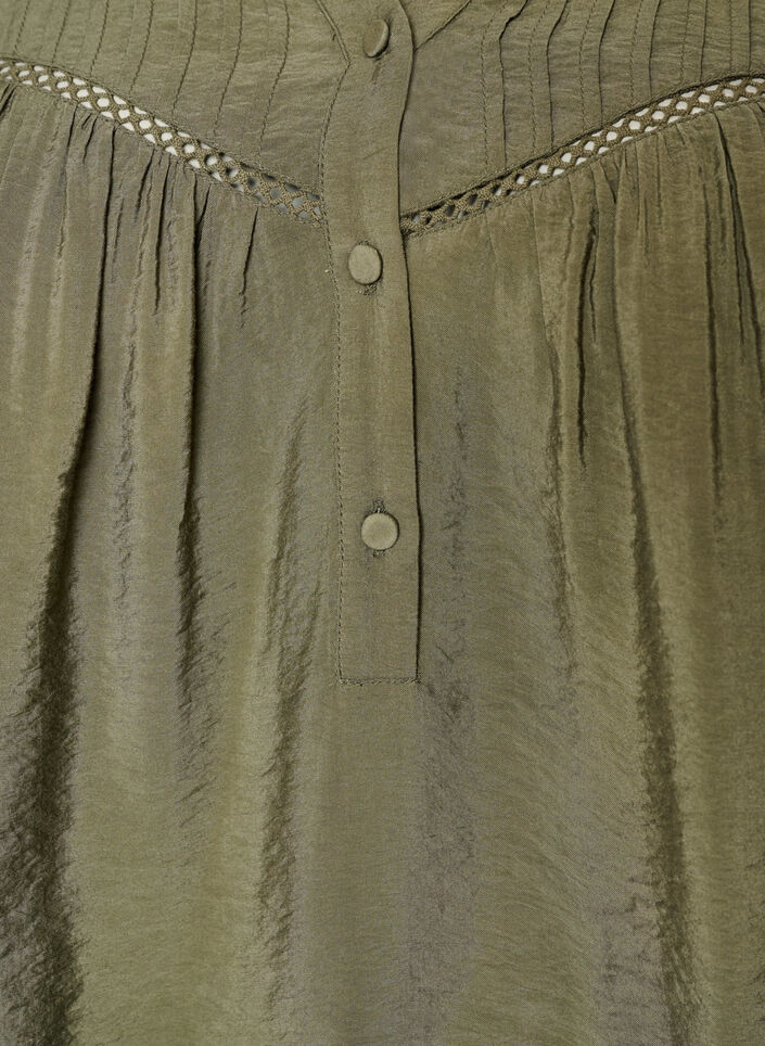 Blouse en viscose avec nervures et effet ballon, Vert Kaki, Packshot image number 2