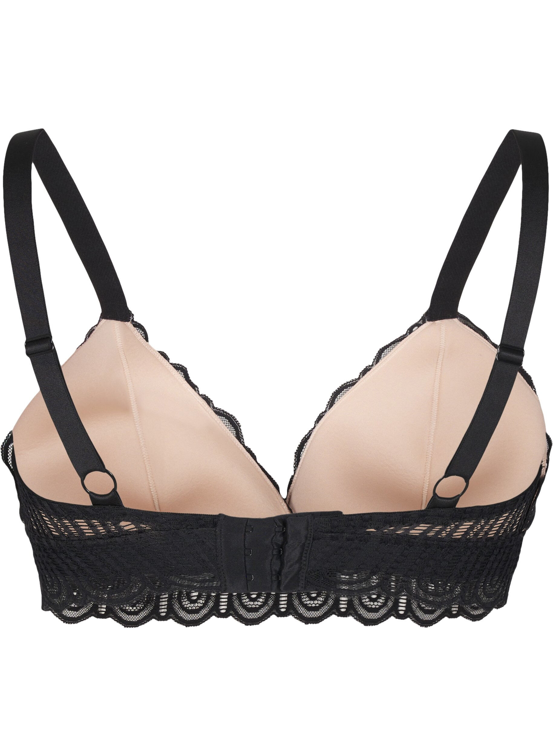 Zizzi Bralette avec dentelle et rembourrage doux, Noir, Packshot image number 1