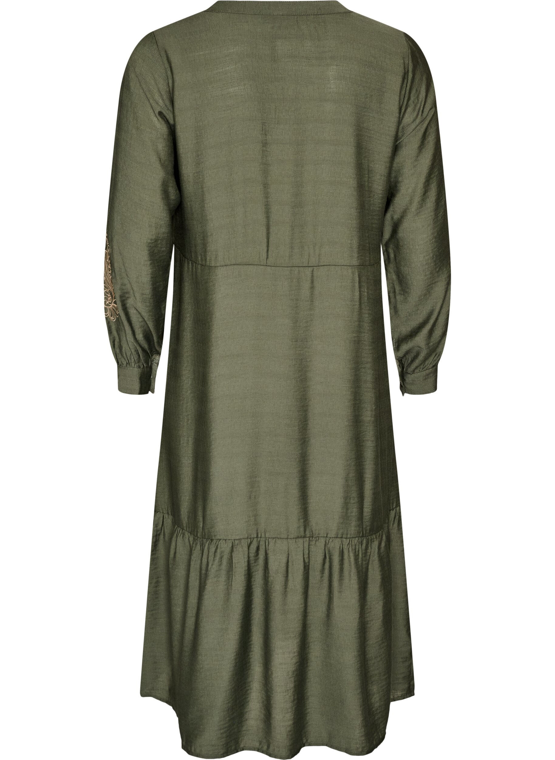 ZizziRobe en viscose avec broderies et volants &eacute;tag&eacute;s, Vert, Packshot image number 1