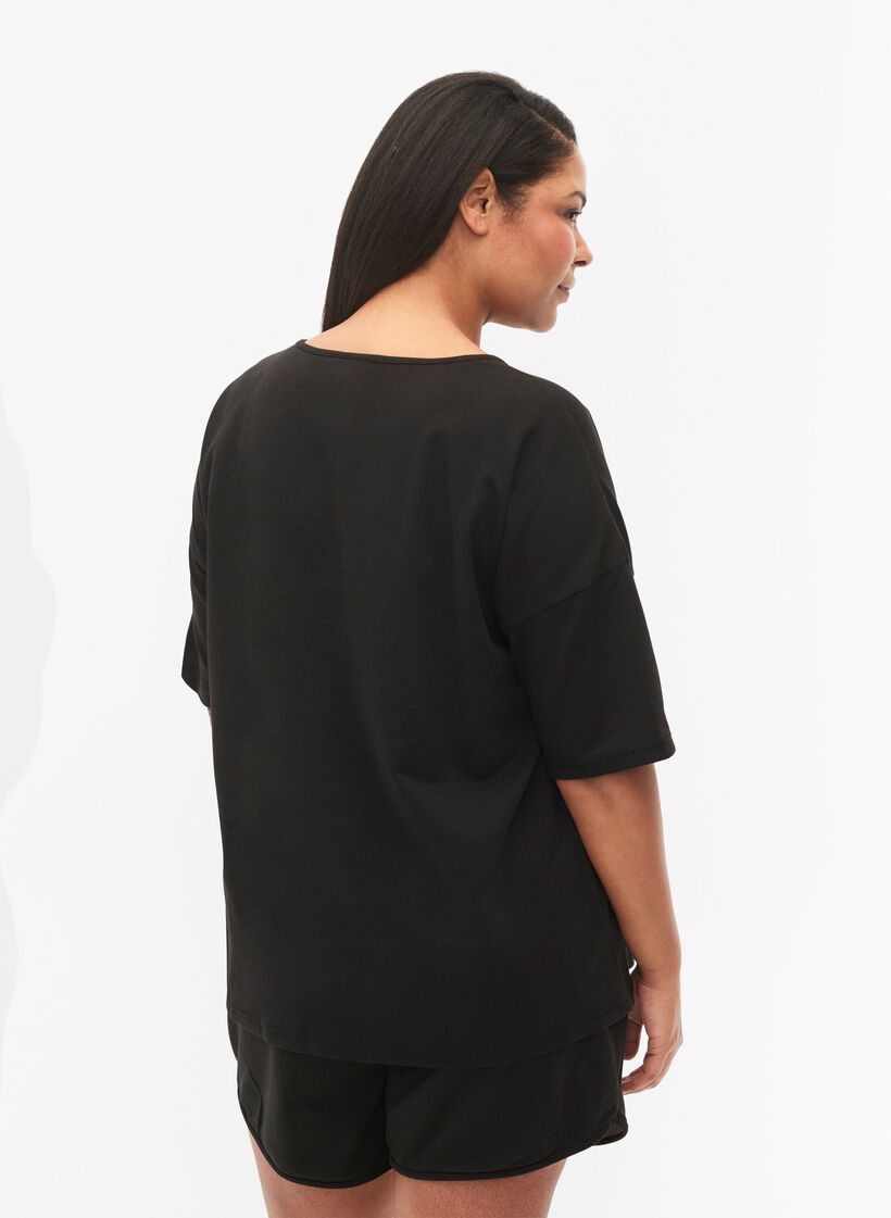 Blouse à manches courtes, Black, Model image number 1