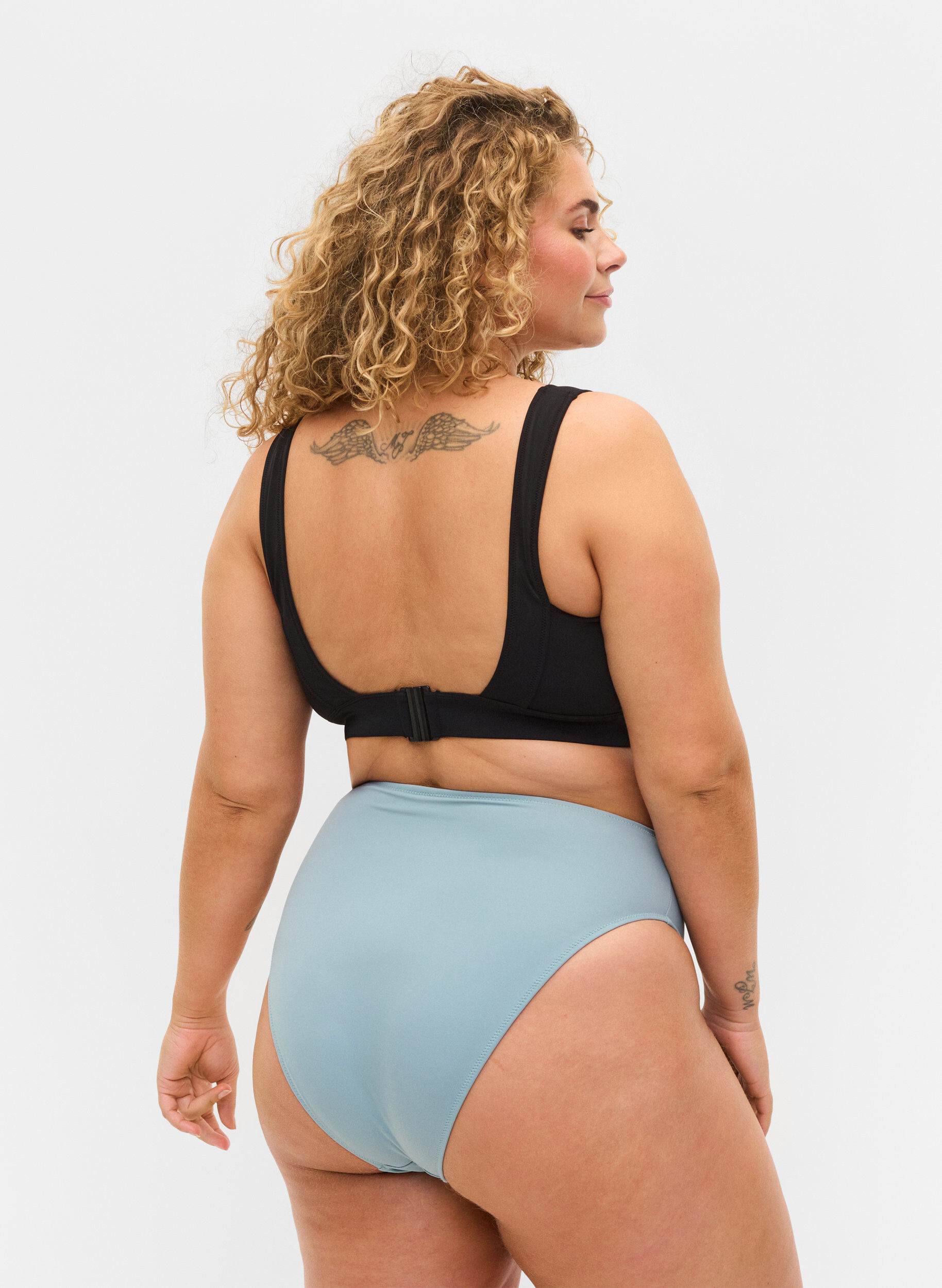 Zizzi Culotte de bikini ta&iuml; taille haute, Bleu, Model image number 1