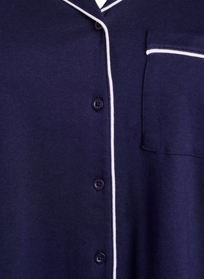 Chemise de pyjama en coton avec poche poitrine, Bleu, Packshot image number 2