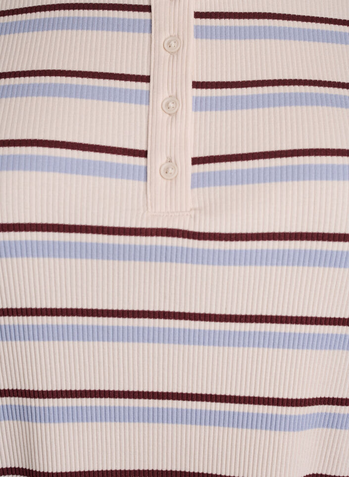 T-shirt c&ocirc;tel&eacute; &agrave; rayures et d&eacute;tail boutonn&eacute;, Mauve, Packshot image number 2